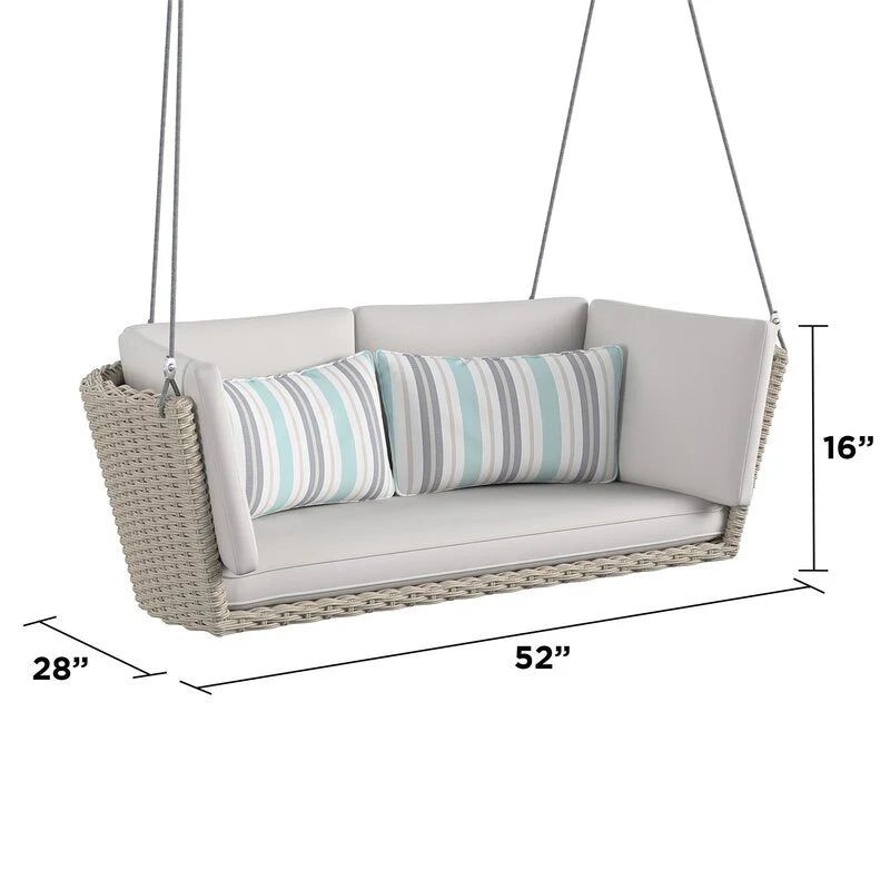 Virasat Double Seater Hanging Swing Without Stand For Balcony , Garden Swing (Cream)-VIRASAT FURNITURE & FURNISHING