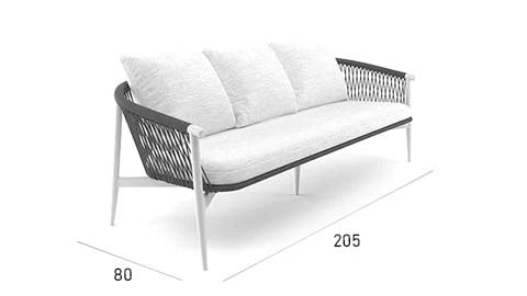 Virasat Outdoor Sofa Set 3 Seater , 2 Single seater and 2 Center Table Set (White + Yellow) Braided & Rope-VIRASAT FURNITURE & FURNISHING
