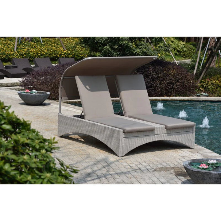 Virasat Vitalia Outdoor Poolside Sunbed With Cushion Daybed (Light grey)