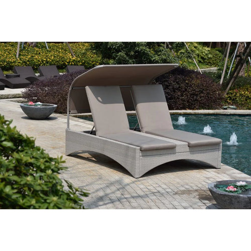 Virasat Outdoor Poolside Sunbed With Cushion Daybed (Light grey)-VIRASAT FURNITURE & FURNISHING
