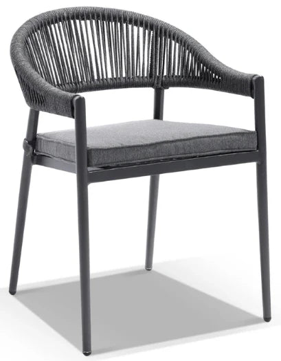 Virasat Outdoor Patio Seating Set 4 Chairs and 1 Table Set (Dark Grey) Braided & Rope-VIRASAT FURNITURE & FURNISHING
