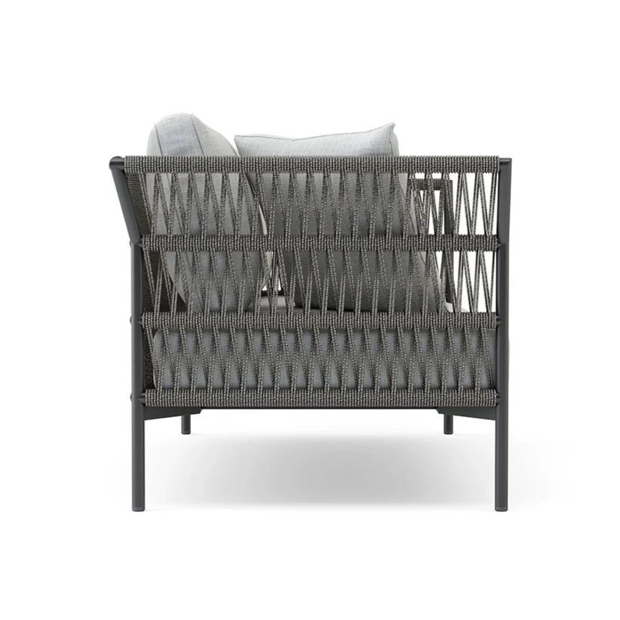 VIRASAT FURNITURE OUTDOOR ROPE SOFA SET 7-SEATER WITH GLASS TOP CENTER TABLE (GREY/BEIGE)