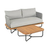 VIRASAT FURNITURE OUTDOOR 6-PIECE ROPE WOVEN CONVERSATION SOFA SET WITH WOODEN TOP TABLE (GREY)