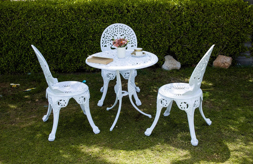 Virasat Cast Aluminium Garden Patio Seating 3 Chair and 1 Table Set-VIRASAT FURNITURE & FURNISHING