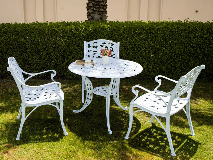 Virasat Rahel Cast Aluminium Garden Patio Seating 3 Chair and 1 Table Set