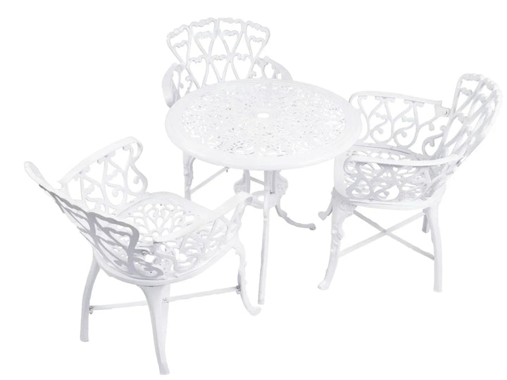 Virasat Zina Cast Aluminium Garden Patio Seating 3 Chair and 1 Table Set