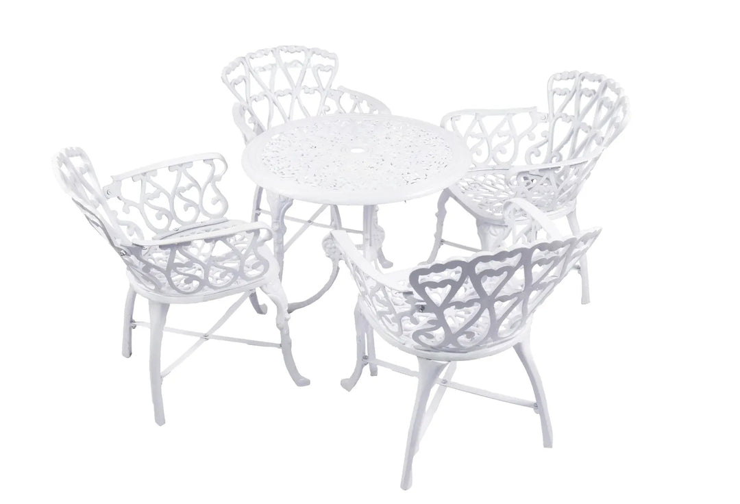 Virasat Rudi Cast Aluminium Garden Patio Seating 4 Chair and 1 Table Set