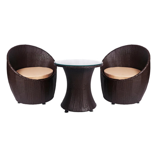 Virasat Outdoor Patio Seating Set 2 Chairs and 1 Table Set (Dark Brown)-VIRASAT FURNITURE & FURNISHING