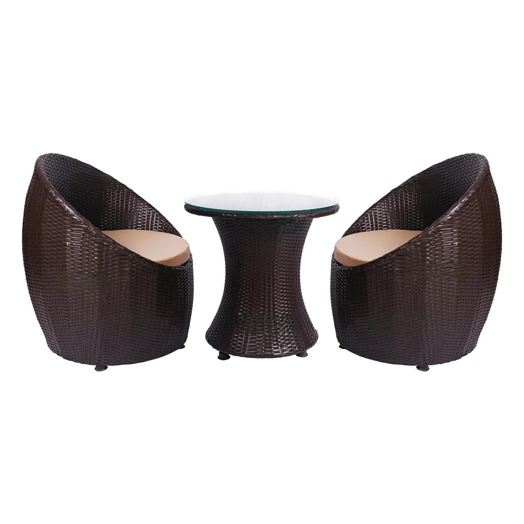 Virasat Outdoor Patio Seating Set 2 Chairs and 1 Table Set (Dark Brown)-VIRASAT FURNITURE & FURNISHING