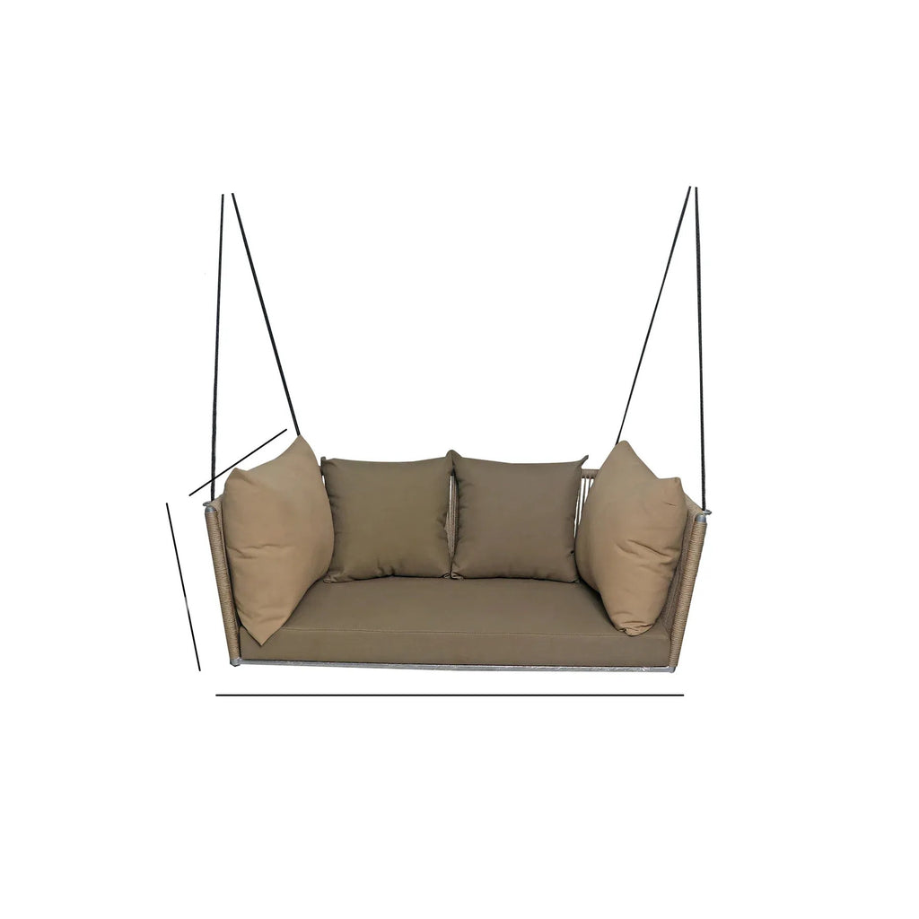 Virasat Double Seater Hanging Swing Without Stand For Balcony, Garden Swing (Beige) Braided & Rope-VIRASAT FURNITURE & FURNISHING