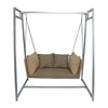Virasat Double Seater Hanging Swing With Stand For Balcony, Garden Swing (Beige) Braided & Rope-VIRASAT FURNITURE & FURNISHING