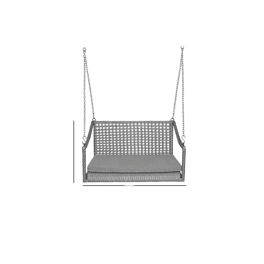 Virasat Double Seater Hanging Swing Without Stand For Balcony, Garden Swing (Grey)-VIRASAT FURNITURE & FURNISHING