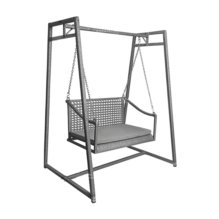 Virasat Weden Double Seater Hanging Swing With Stand For Balcony , Garden Swing (Grey)