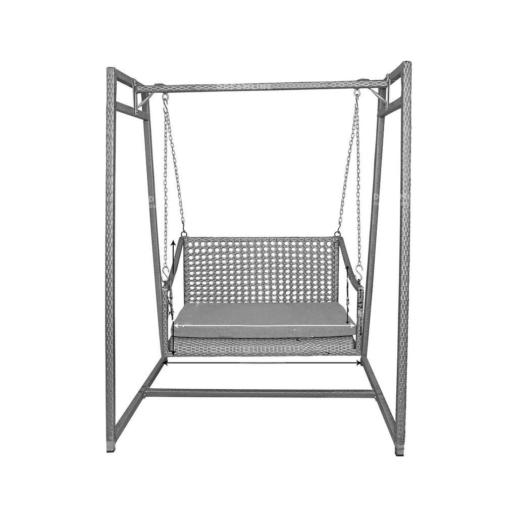 Virasat Double Seater Hanging Swing With Stand Grey-VIRASAT FURNITURE & FURNISHING