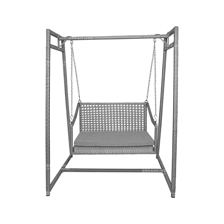 Virasat Weden Double Seater Hanging Swing With Stand For Balcony , Garden Swing (Grey)