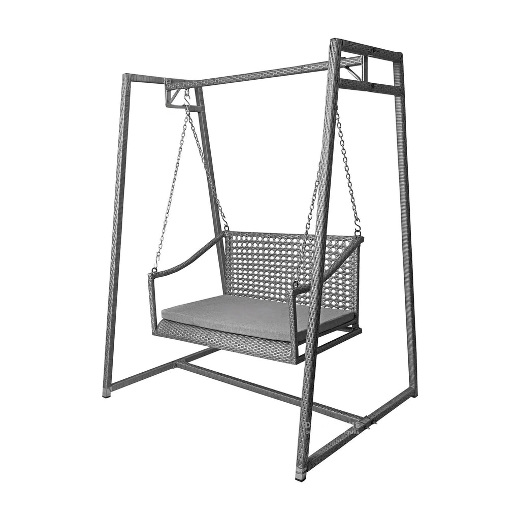Virasat Double Seater Hanging Swing With Stand Grey-VIRASAT FURNITURE & FURNISHING