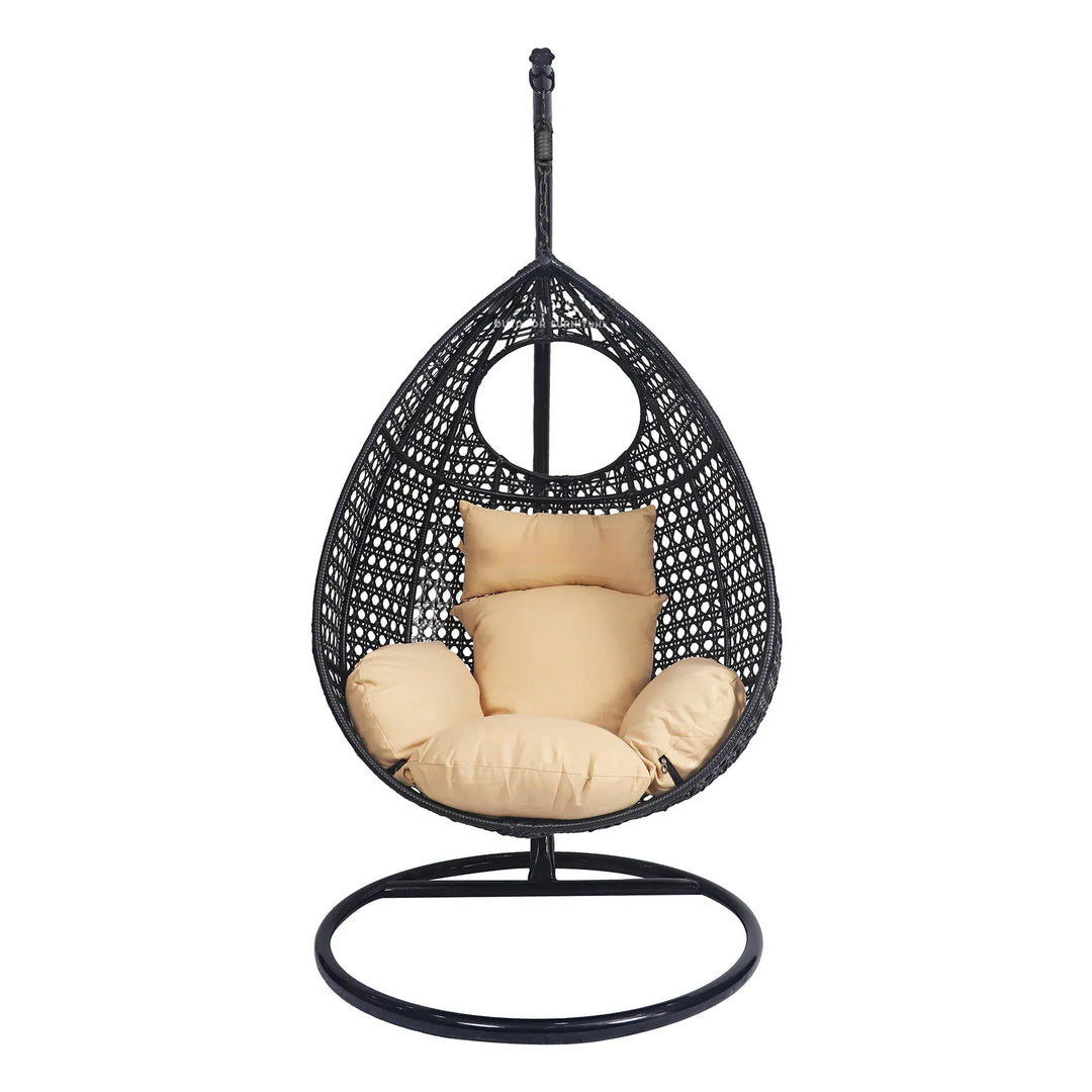 Virasat Piro Single Seater Hanging Swing With Stand For Balcony , Garden Swing (Dark Brown)