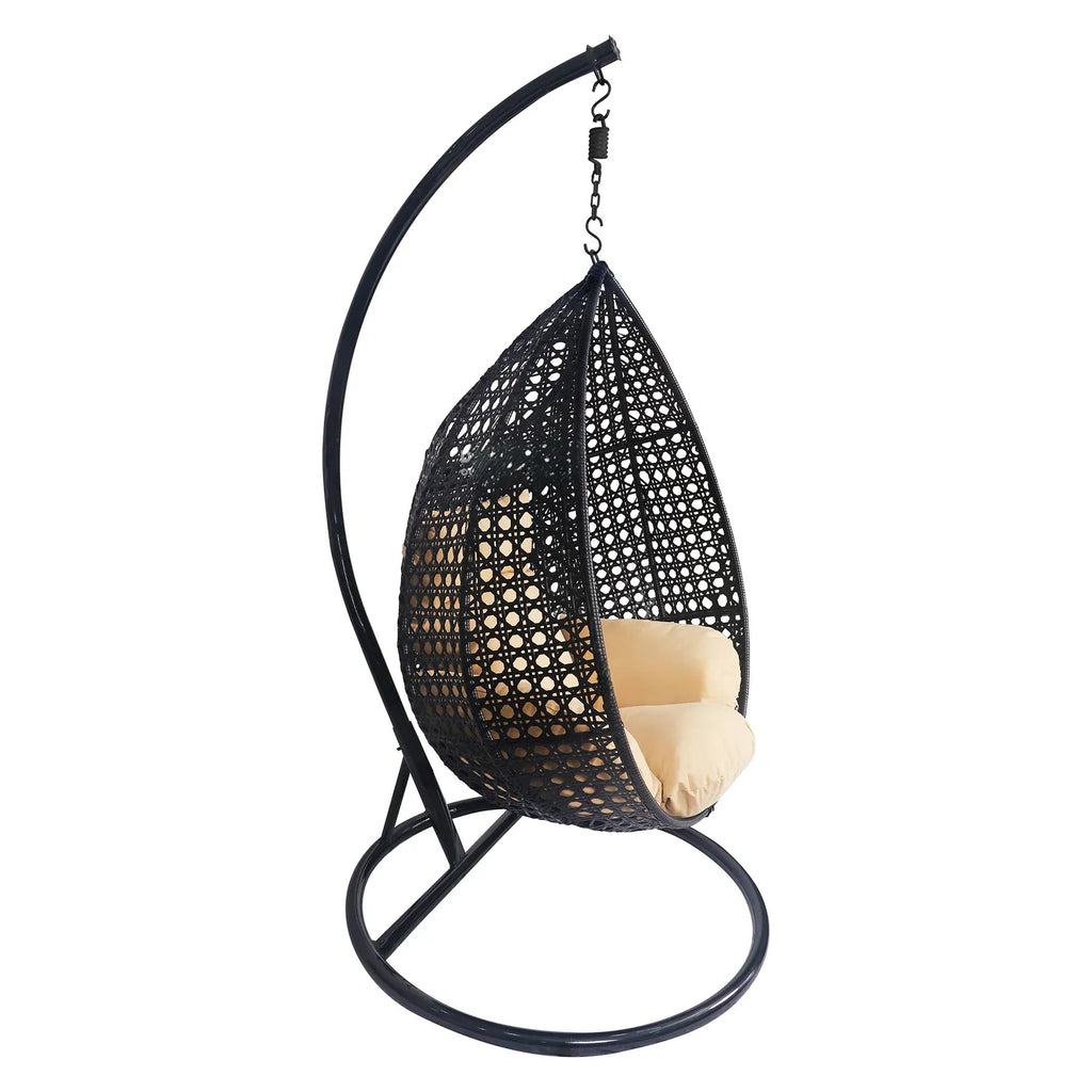 Virasat Single Seater Hanging Swing With Stand For Balcony , Garden Swing (Dark Brown)-VIRASAT FURNITURE & FURNISHING