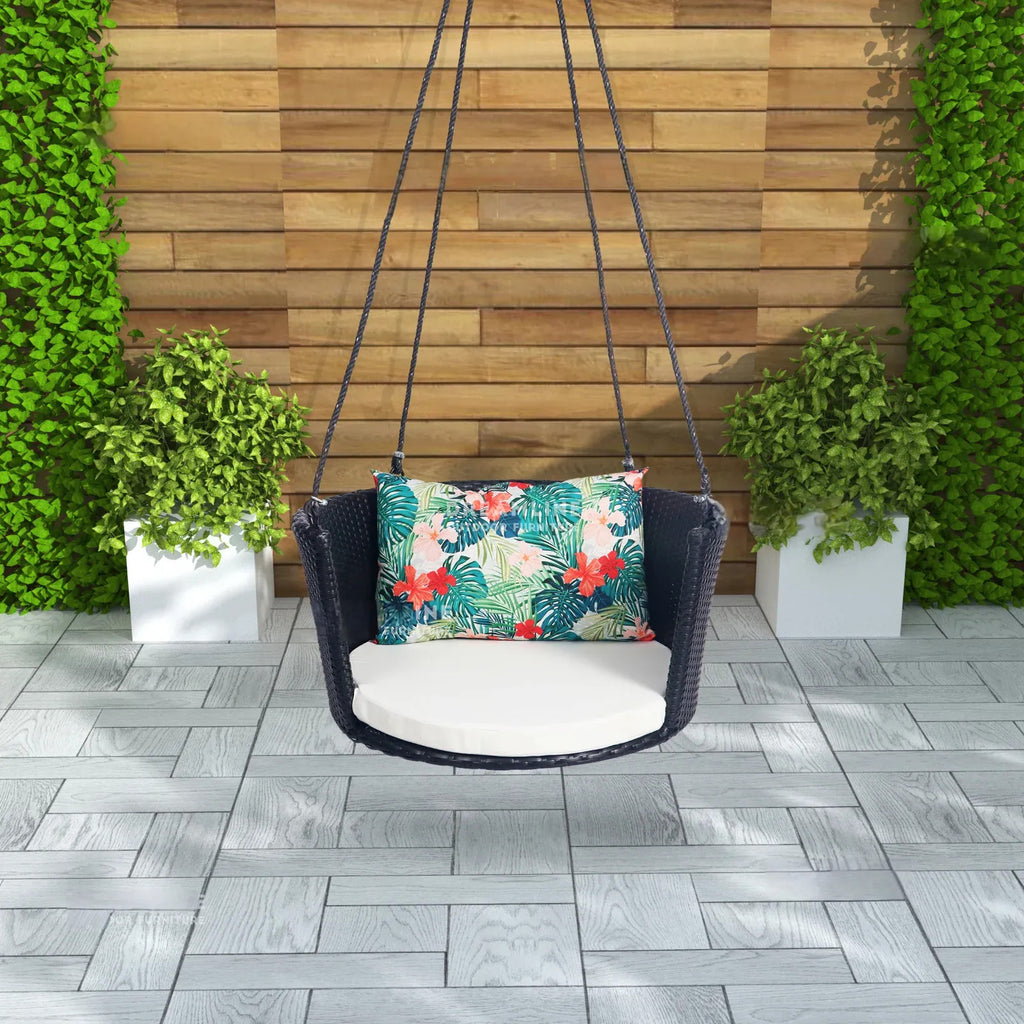 Virasat Single Seater Hanging Swing Without Stand For Balcony, Garden Swing (Black)-VIRASAT FURNITURE & FURNISHING
