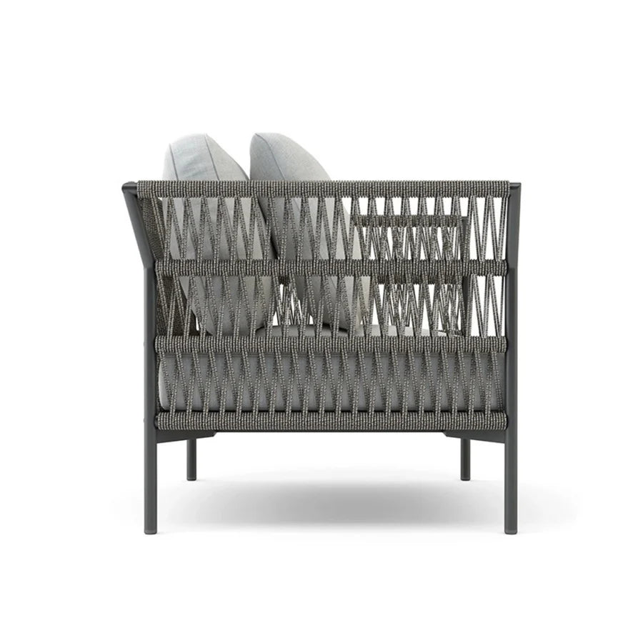 VIRASAT FURNITURE OUTDOOR ROPE SOFA SET 7-SEATER WITH GLASS TOP CENTER TABLE (GREY/BEIGE)