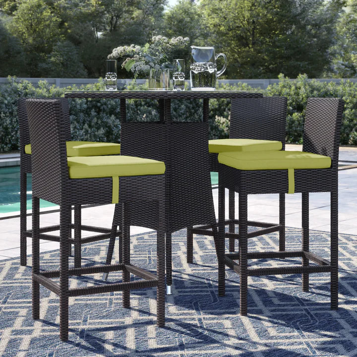 Virasat Outdoor Patio Bar Sets 4 Chairs and 1 Table (Dark Brown)-VIRASAT FURNITURE & FURNISHING