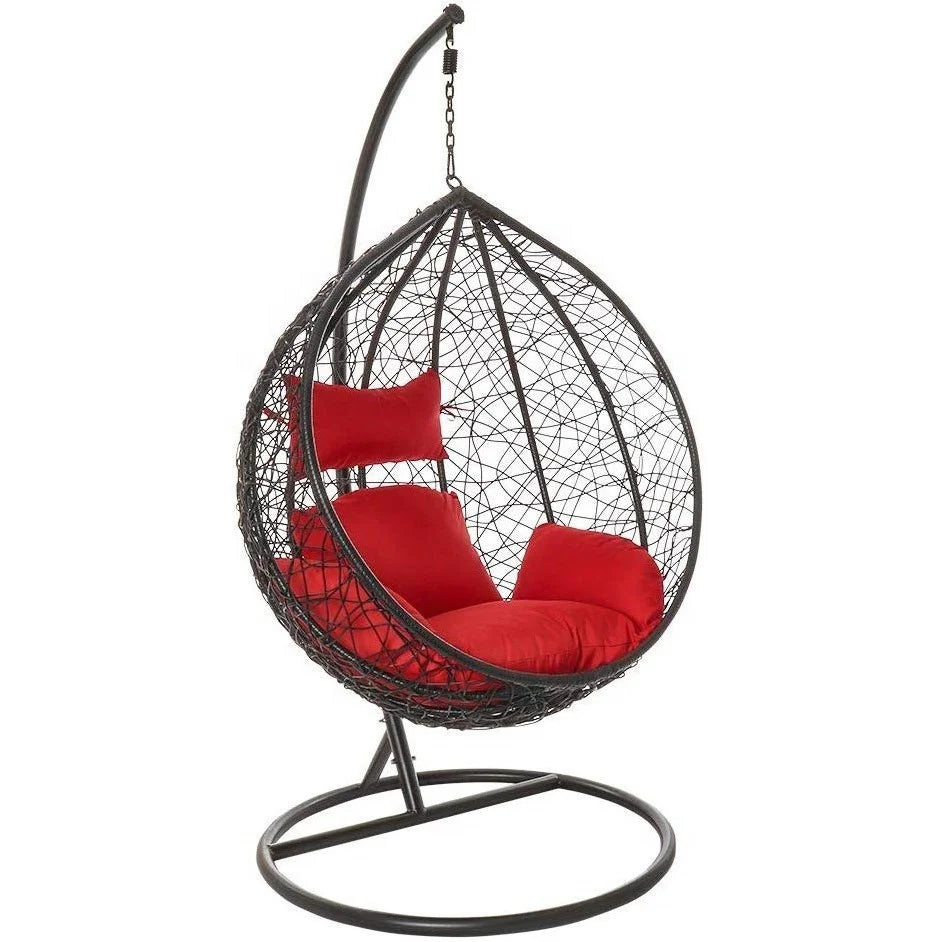 Virasat Single Seater Hanging Swing With Stand For Balcony, Garden (Black)-VIRASAT FURNITURE & FURNISHING
