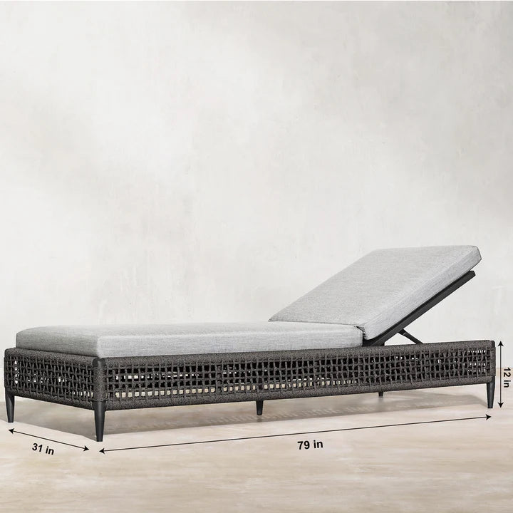 Virasat Outdoor Swimming Poolside Lounger (Grey) Braided & Rope-VIRASAT FURNITURE & FURNISHING