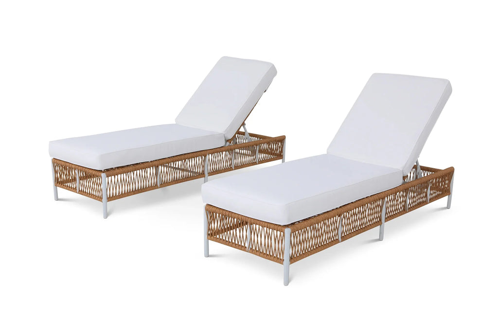 Virasat Outdoor Swimming Poolside Lounger Set of 2 Honey-VIRASAT FURNITURE & FURNISHING