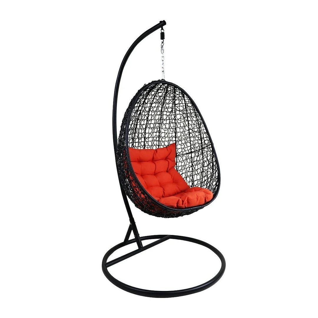 Virasat Oscuro Single Seater Hanging Swing With Stand For Balcony , Garden Swing (Black)