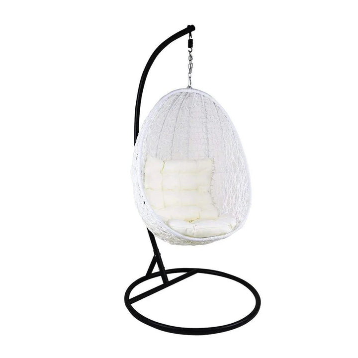 Virasat Luciana Single Seater Hanging Swing With Stand For Balcony , Garden Swing (White)