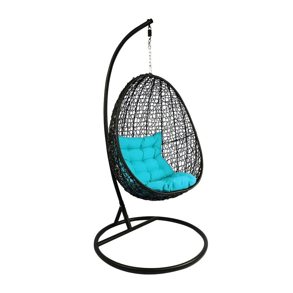 Virasat Single Seater Hanging Swing With Stand For Balcony, Garden Swing (Black)-VIRASAT FURNITURE & FURNISHING