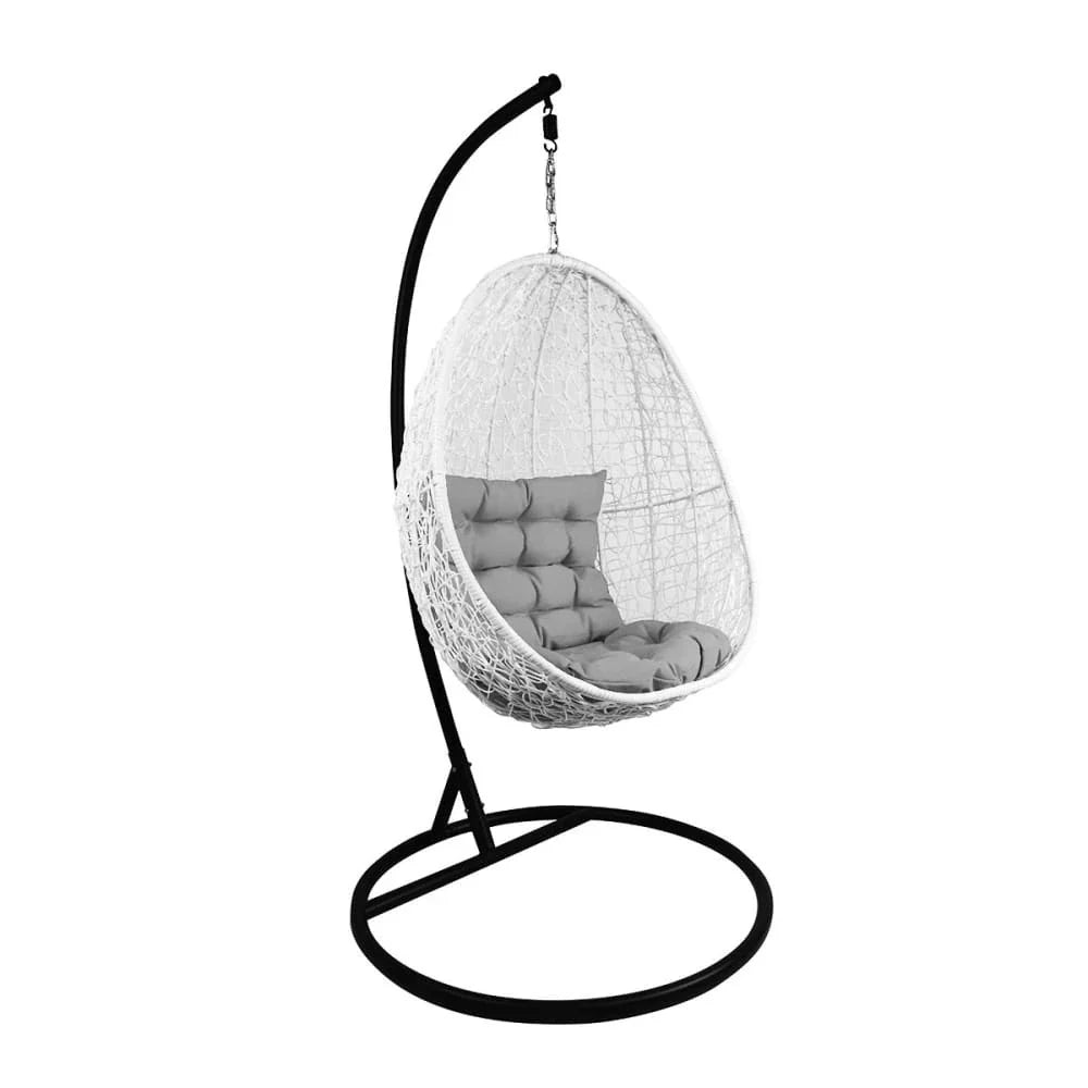 Virasat Single Seater Hanging Swing With Stand For Balcony, Garden Swing (White)-VIRASAT FURNITURE & FURNISHING