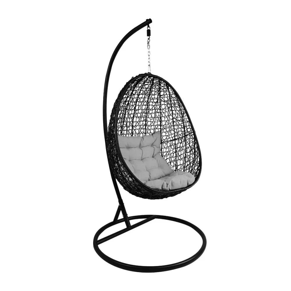 Virasat Single Seater Hanging Swing With Stand For Balcony, Garden Swing (Black)-VIRASAT FURNITURE & FURNISHING