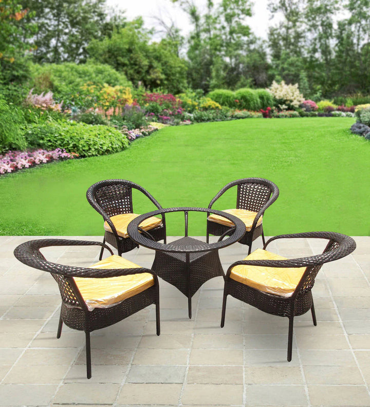 Virasat Dona Outdoor Patio Seating Set 4 Chairs and 1 Table Set (Brown)