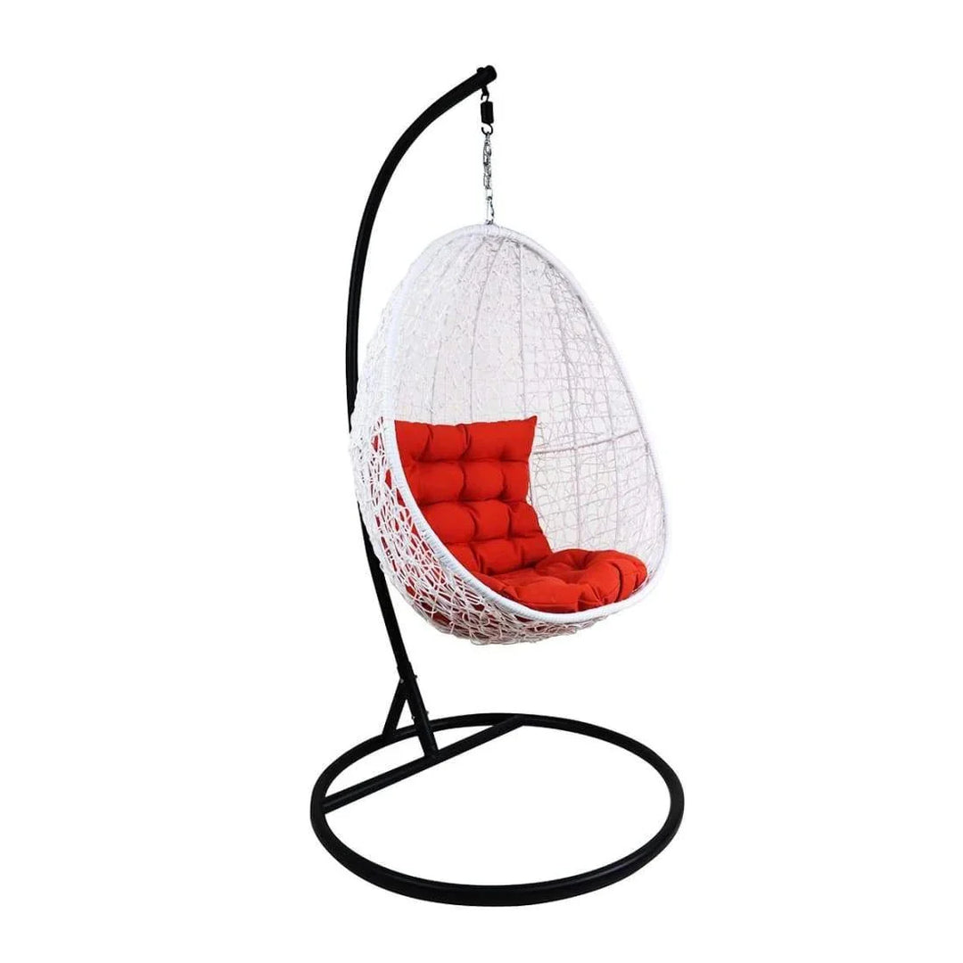 Virasat Luciana Single Seater Hanging Swing With Stand For Balcony , Garden Swing (White)