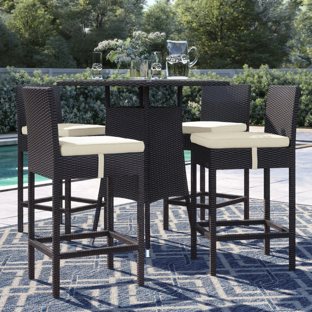 Virasat Outdoor Patio Bar Sets 4 Chairs and 1 Table (Dark Brown)-VIRASAT FURNITURE & FURNISHING