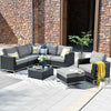 VIRASAT FURNITURE L-SHAPE OUTDOOR RATTAN WICKER SOFA SET 7-SEATER