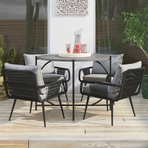 Virasat Outdoor Patio Seating Set 4 Chairs and 1 Table Set Braided & Rope-VIRASAT FURNITURE & FURNISHING