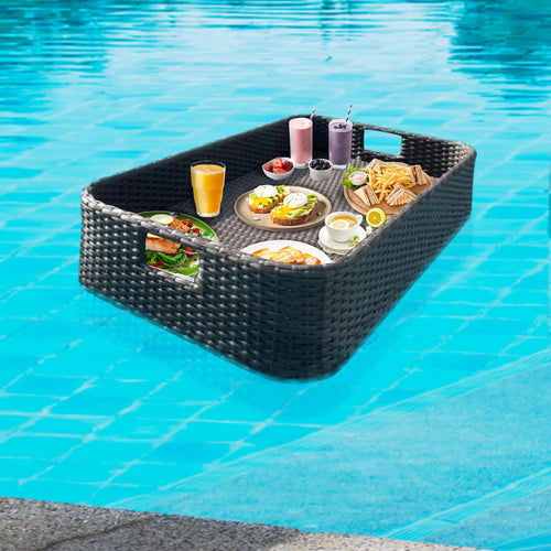 Virasat Luxury Floating Serving Tray For Swimming Pool - Brown (Rectangle)-VIRASAT FURNITURE & FURNISHING