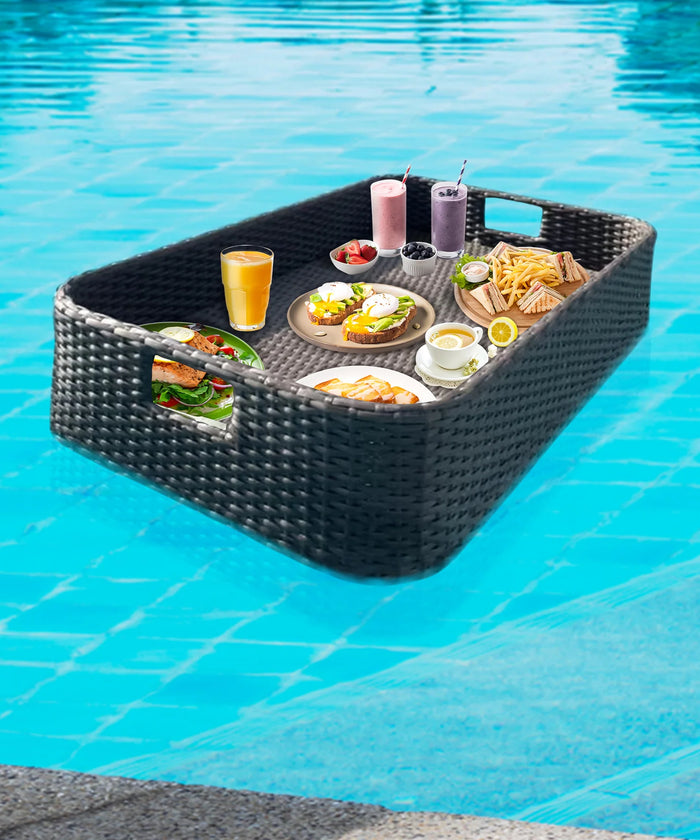 Virasat Luxury Floating Serving Tray For Swimming Pool - Brown (Rectangle)-VIRASAT FURNITURE & FURNISHING