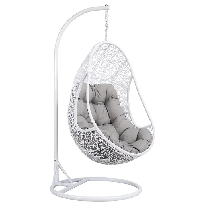 Virasat Lothario Single Seater Hanging Swing With Stand For Balcony , Garden Swing (White)