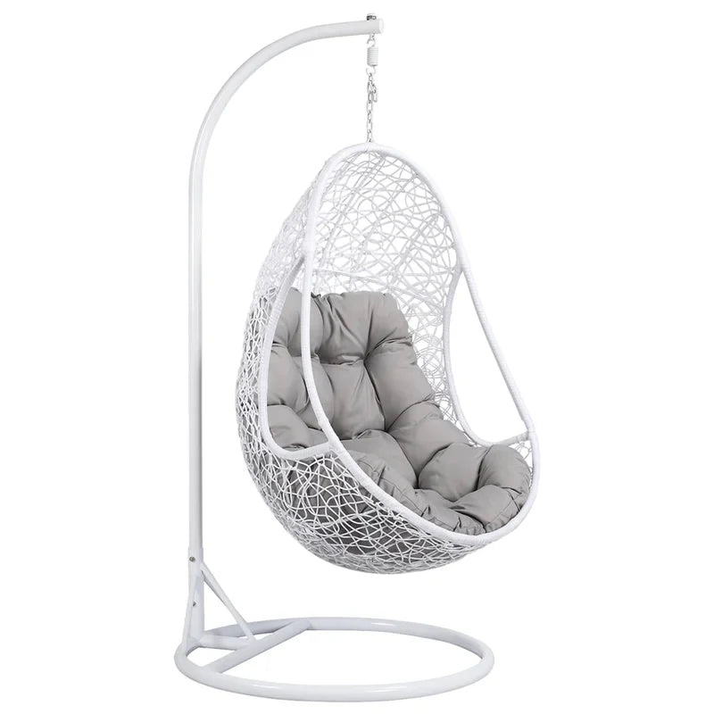 Virasat Single Seater Hanging Swing With Stand For Balcony, Garden Swing (White)-VIRASAT FURNITURE & FURNISHING
