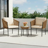 VIRASAT FURNITURE OUTDOOR ROPE PATIO SET WITH GLASS TOP TABLE (BEIGE & OFF-WHITE)