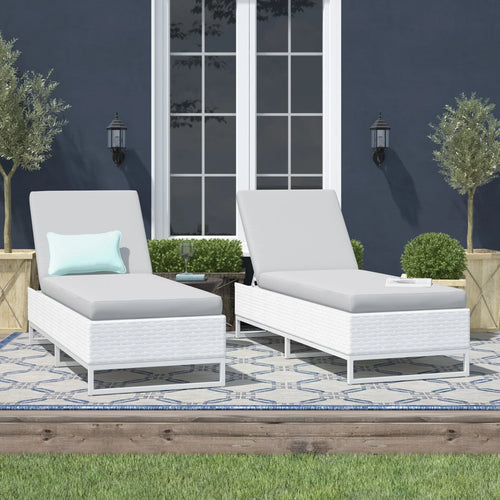 Virasat Outdoor Swimming Poolside Lounger Set of 2 White-VIRASAT FURNITURE & FURNISHING