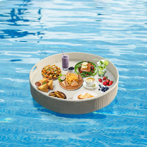 Virasat Luxury Floating Serving Tray For Swimming Pool - White ( Round)-VIRASAT FURNITURE & FURNISHING