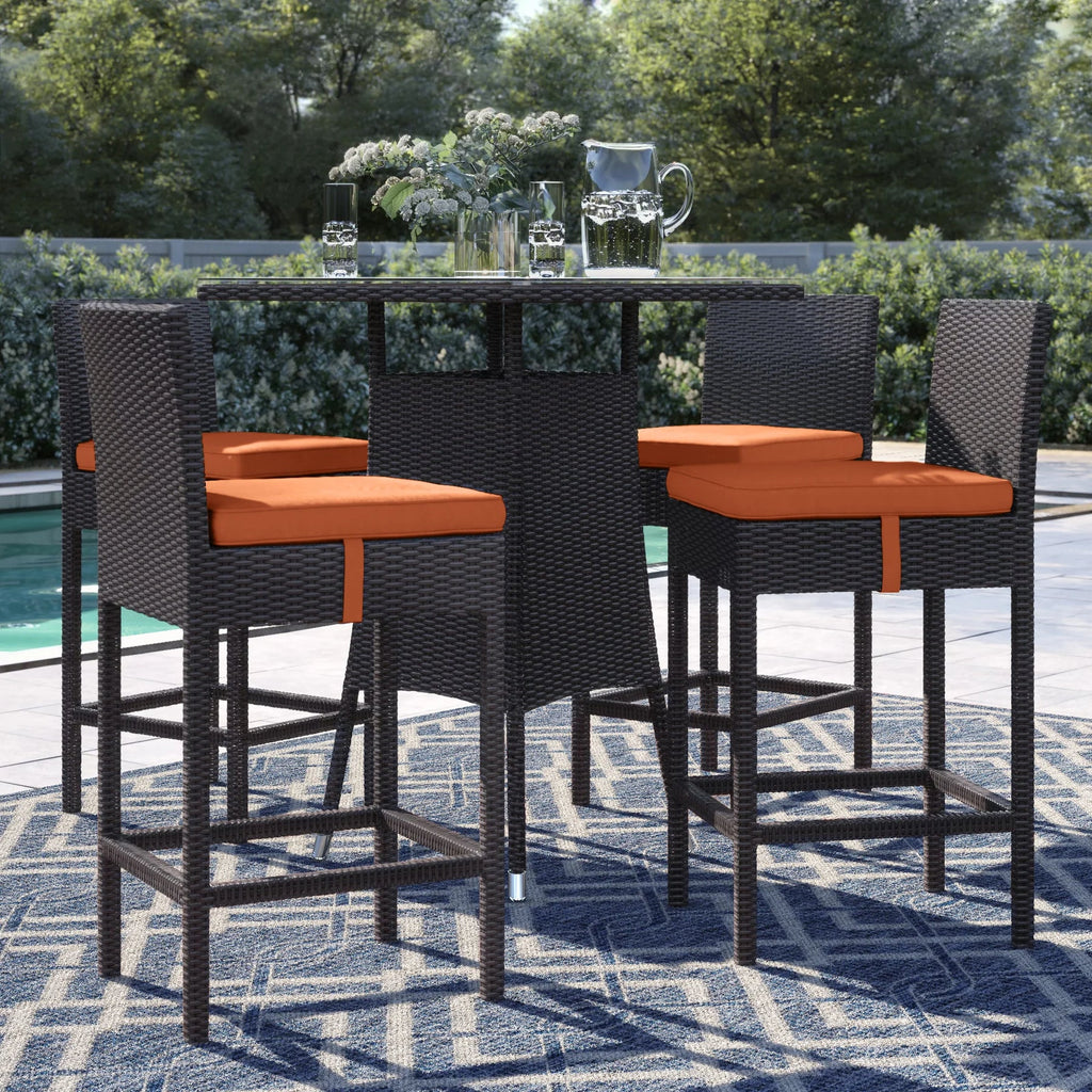 Virasat Outdoor Patio Bar Sets 4 Chairs and 1 Table (Dark Brown)-VIRASAT FURNITURE & FURNISHING