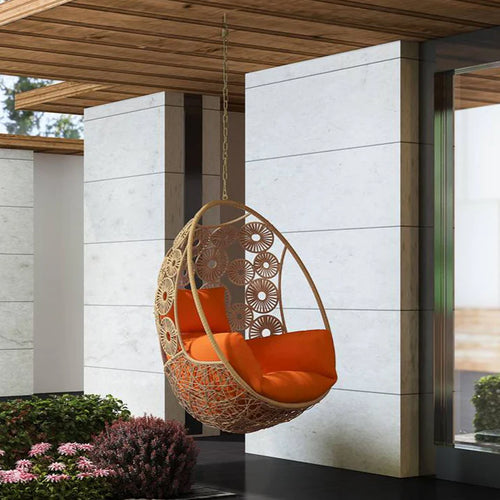 Virasat Single Seater Hanging Swing Without Stand For Balcony, Garden Swing (Honey)-VIRASAT FURNITURE & FURNISHING