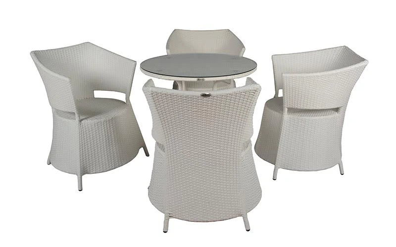 Virasat Outdoor Patio Seating Set 4 Chairs and 1 Table Set (White)-VIRASAT FURNITURE & FURNISHING