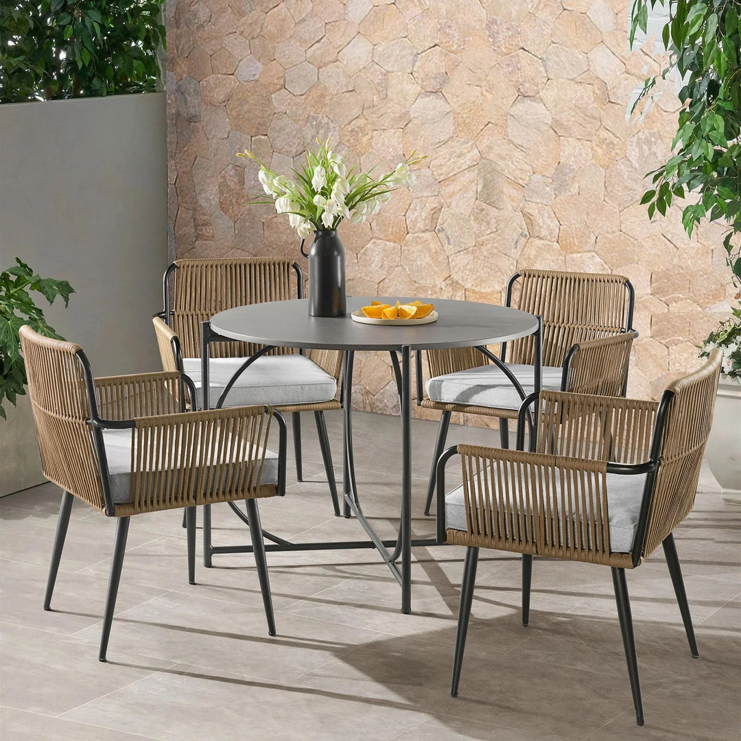 Virasat Novar Outdoor Patio Seating Set 4 Chairs and 1 Table Set Braided & Rope