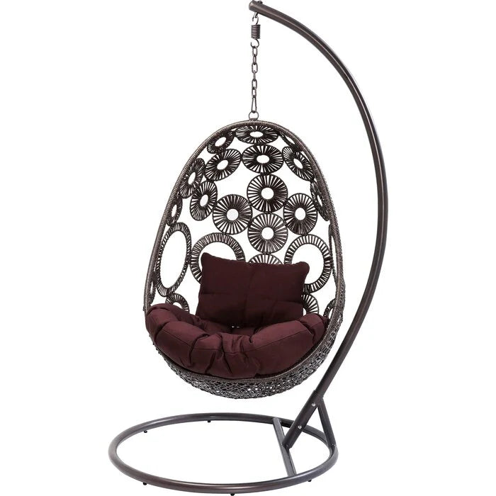 Virasat Trevisan Single Seater Hanging Swing With Stand For Balcony , Garden Swing (Dark Brown)